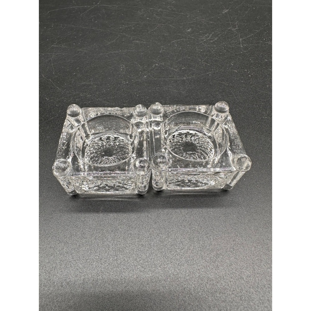 Fostoria American Salt Cellars Clear Pressed Glass Square Footed Set of 2